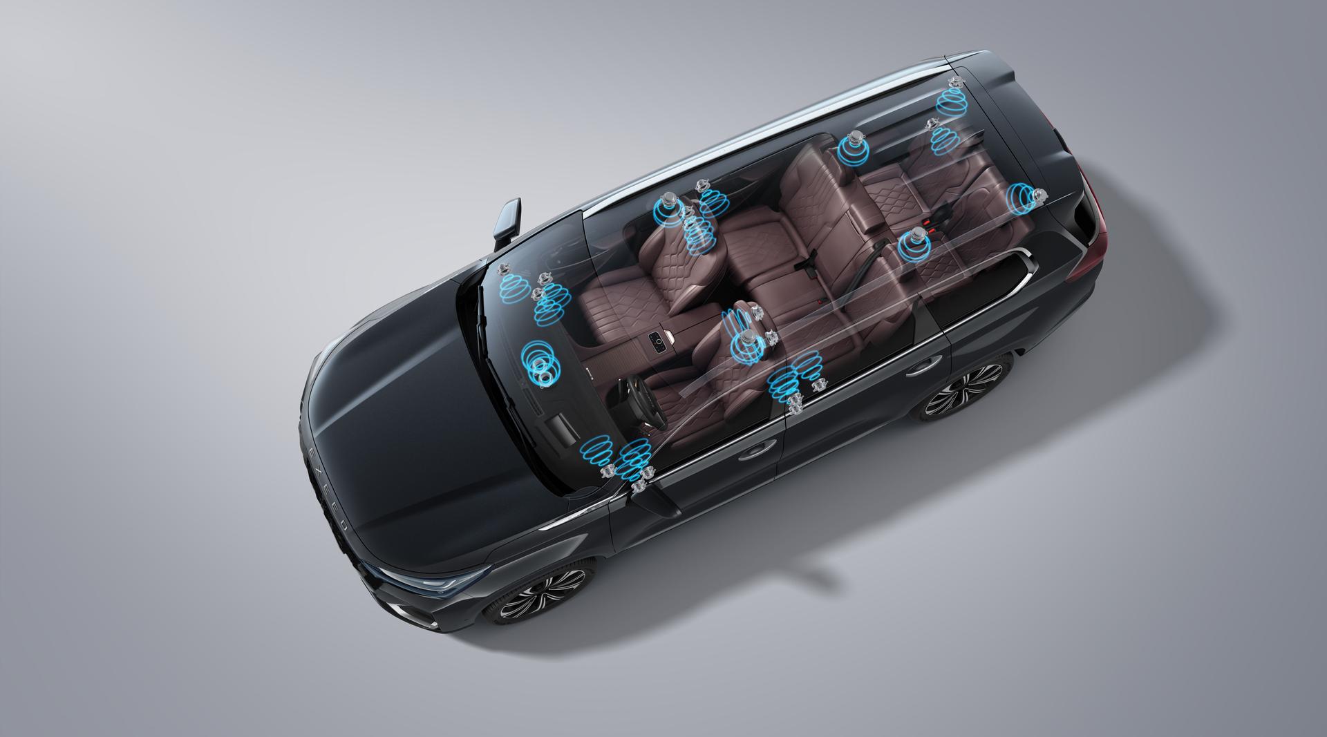 Exeed VX interior image showing audio system with speakers