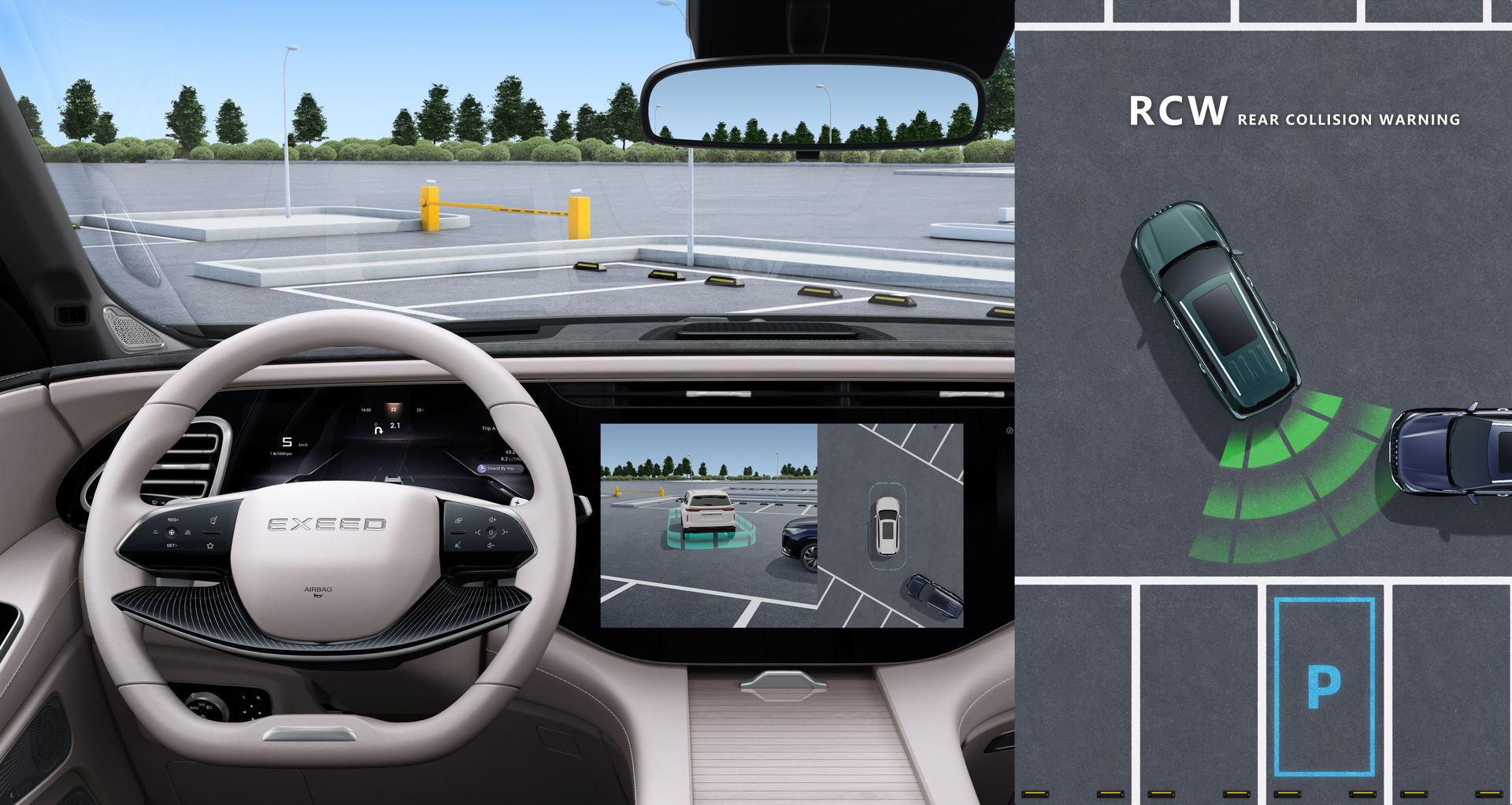 Exeed VX interior image with front and rear parking sensor system